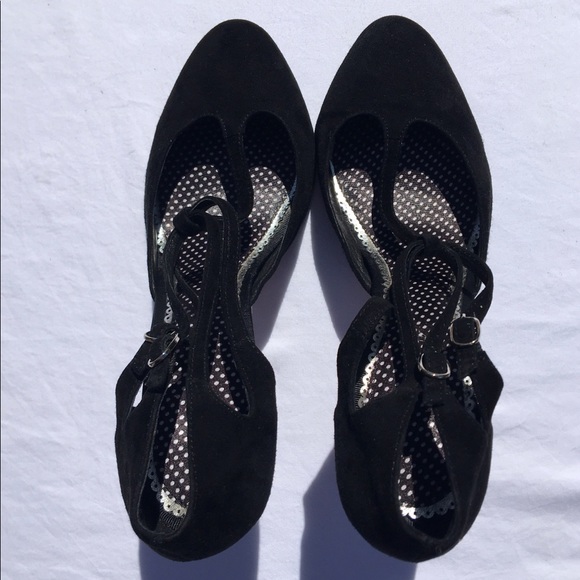 Jigsaw Black Suede Leather Mary Jane Pump Heels Size 10 - Picture 15 of 16